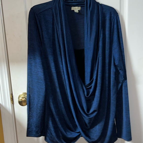 NEW dressy top Gorgeous draping neckline top with built in black tank - Picture 4 of 11